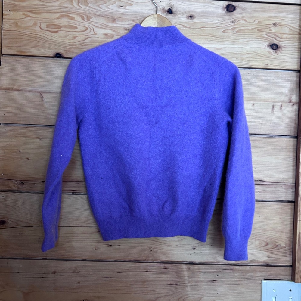 Vintage Merino Wool Sweater Kids Large Violet Purple Mock Neck Knit Pullover MCM - Picture 3 of 7